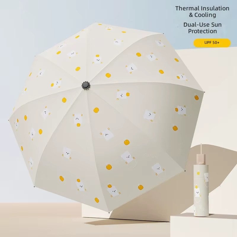 Parapluie pliant ours de dessin animé à 8 côtes