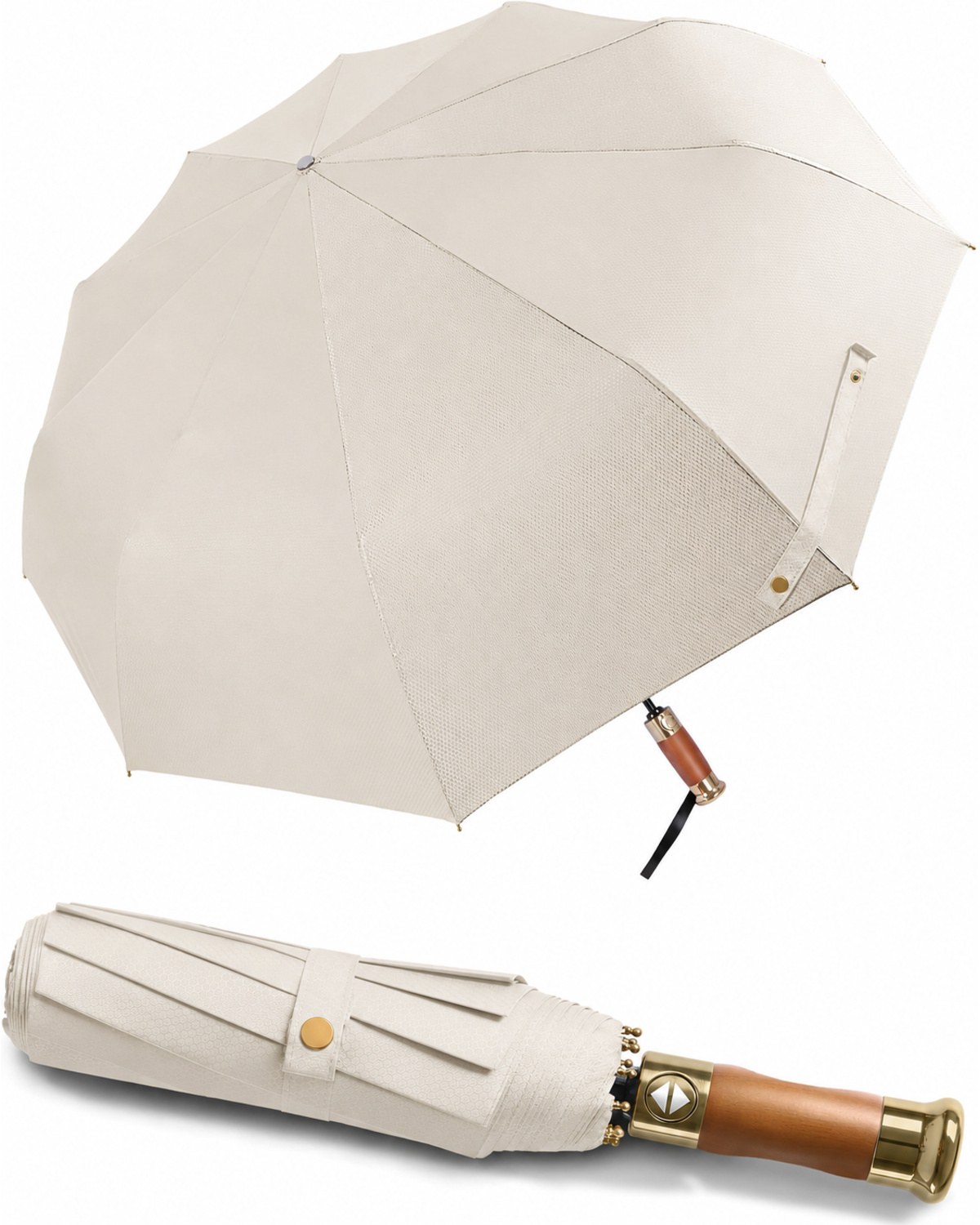 Poignée en bois de parapluie de voyage à ouverture automatique surdimensionnée de 45 pouces