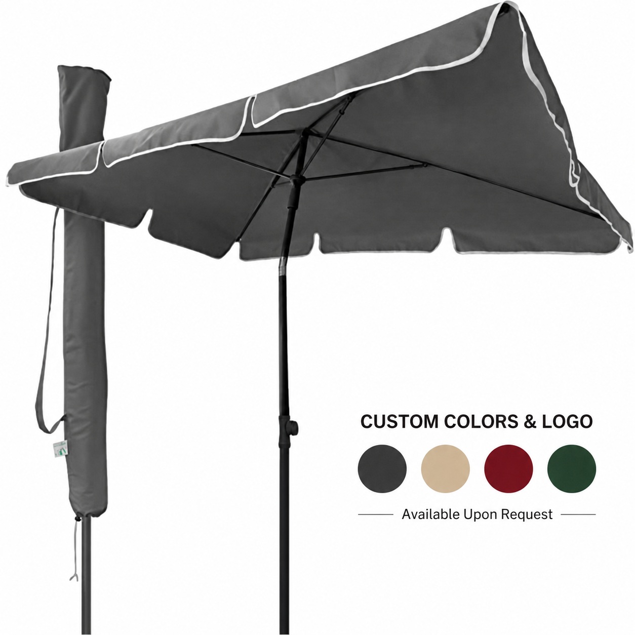 Parasol de patio réglable en aluminium avec fonction d'inclinaison et baleines en fibre de verre