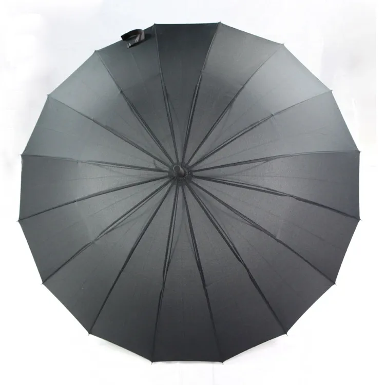 Parapluie noir à 16 nervures pour hommes à manche long