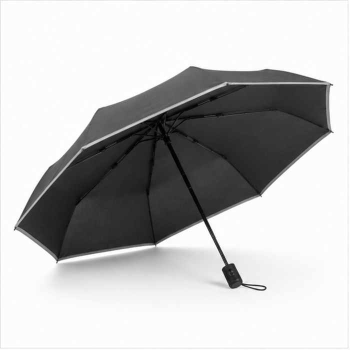 Parapluie pliant automatique personnalisé de 21 pouces avec bordure réfléchissante