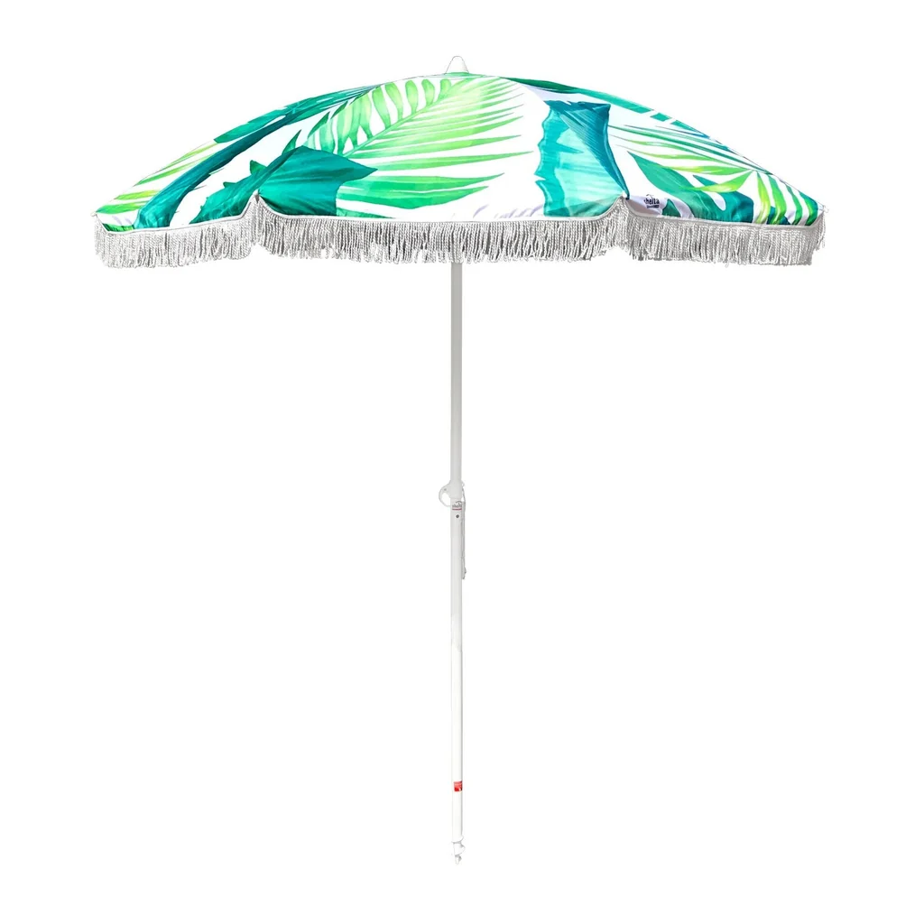 Parasol de plage ventilé personnalisé de 220 cm avec poteau inclinable et tarière à sable