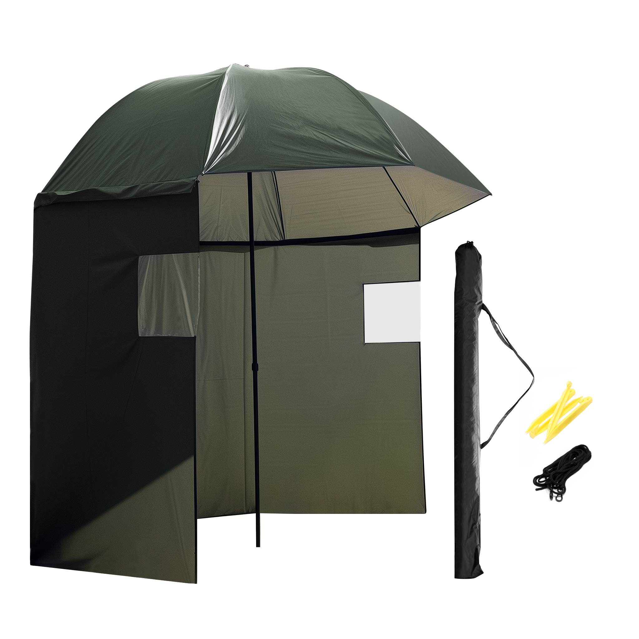 Parapluie de pêche personnalisé de 250 cm avec paroi latérale amovible et fenêtres de visualisation
