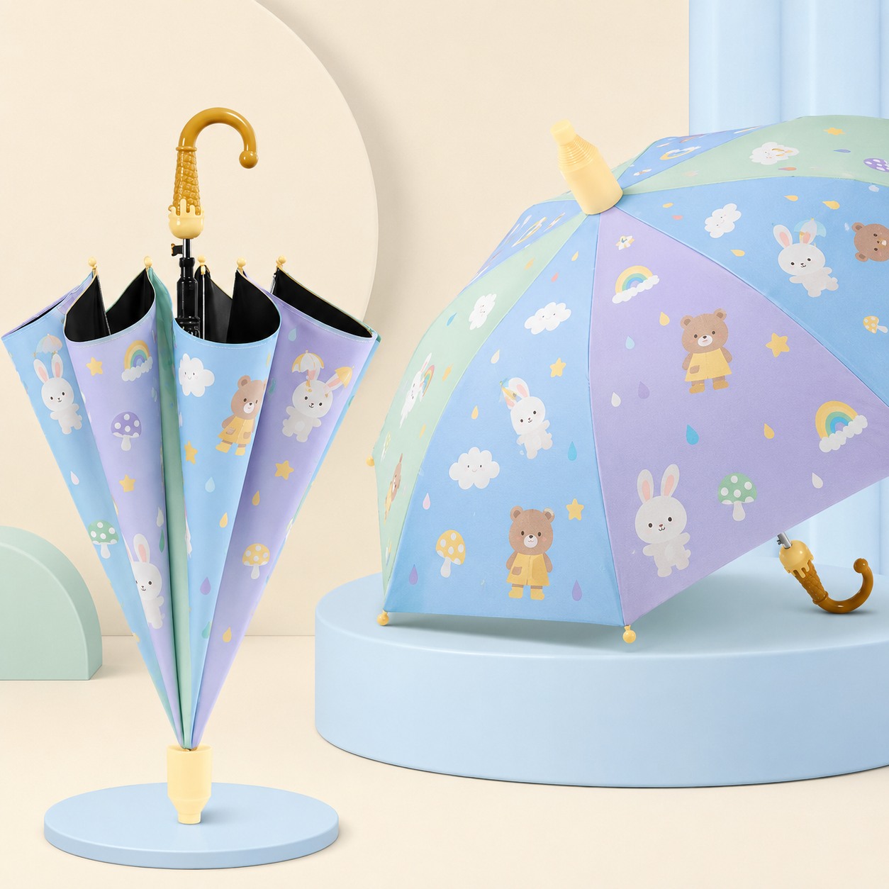 Parapluie automatique personnalisé pour enfants avec auvent en vinyle