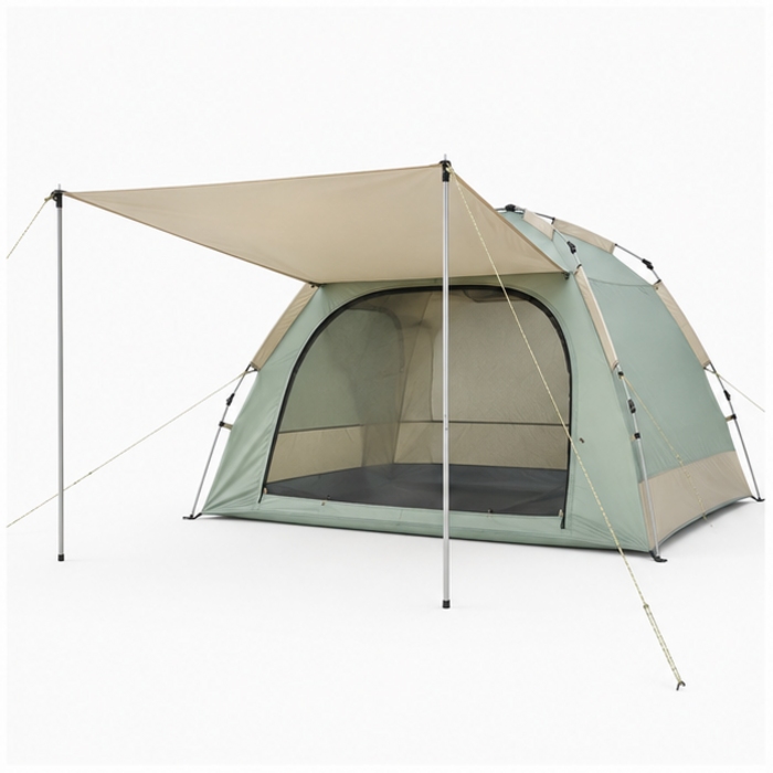 Tente de plage personnalisée avec auvent étendu et poteaux en aluminium