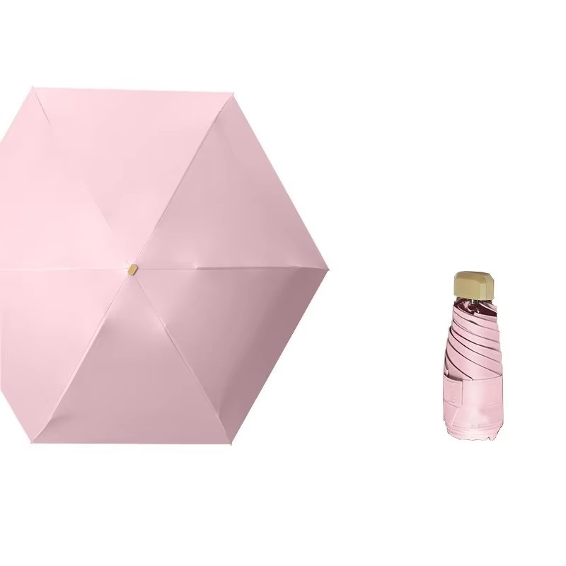 Parapluie solaire pliable manuel en vinyle pour femmes, nervure de fer personnalisée, mini cadeau d'affaires publicitaire