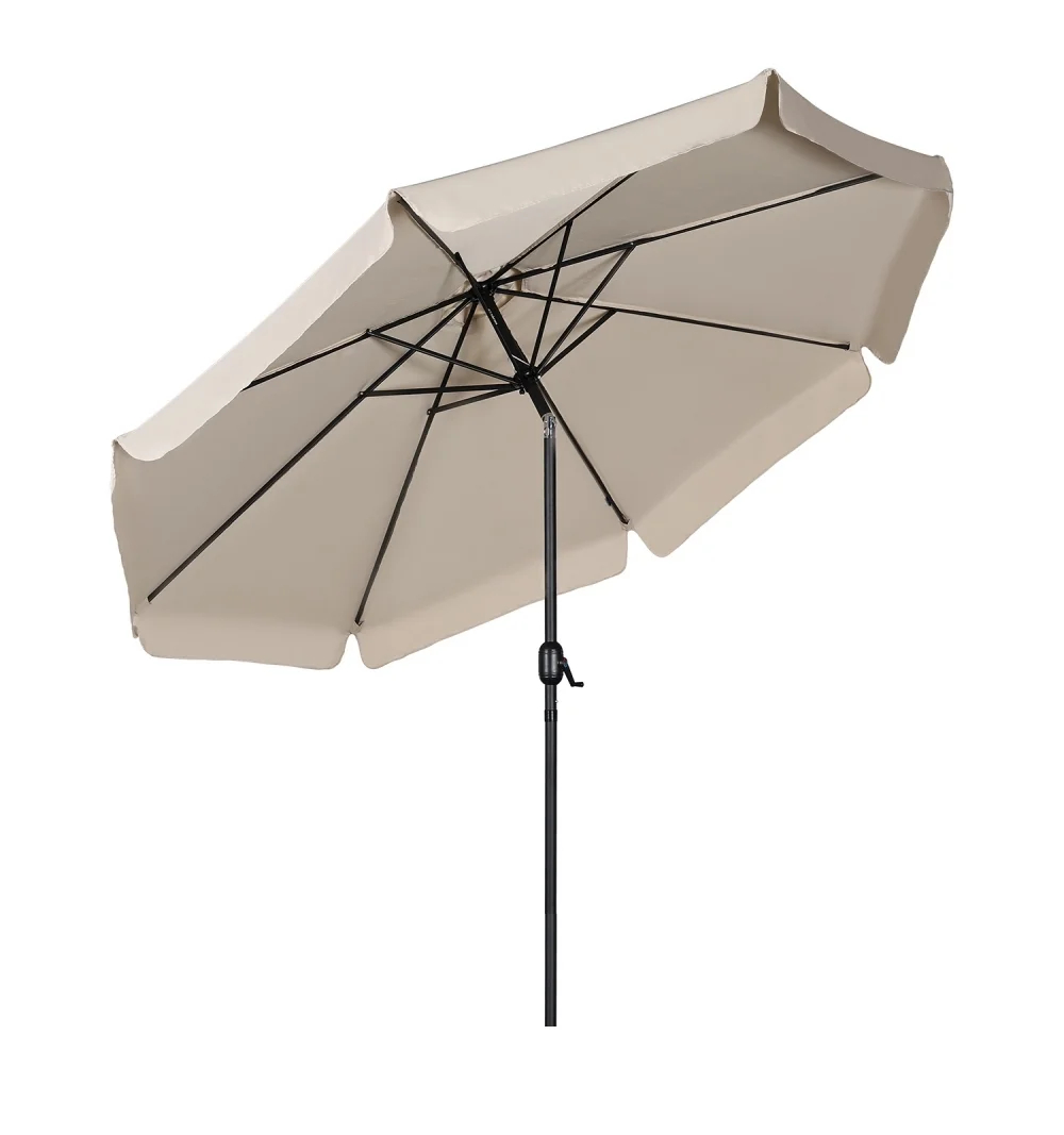 Parasol de jardin d'un diamètre de 300 cm et d'une toile beige à 8 panneaux