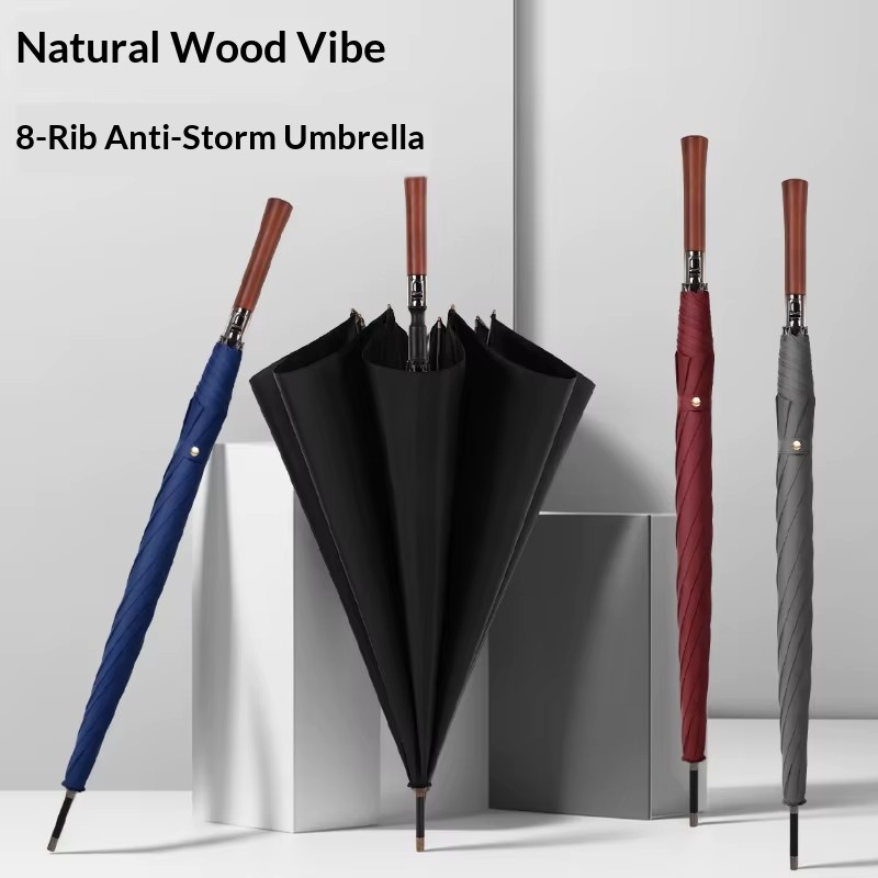 Parapluie de golf de luxe avec manche en bois