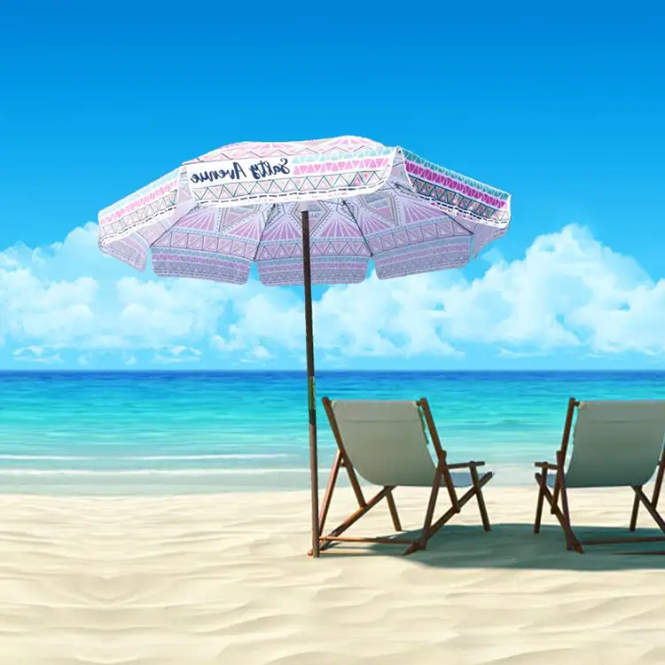 Parasol de plage avec poteau en bois avec protection UV