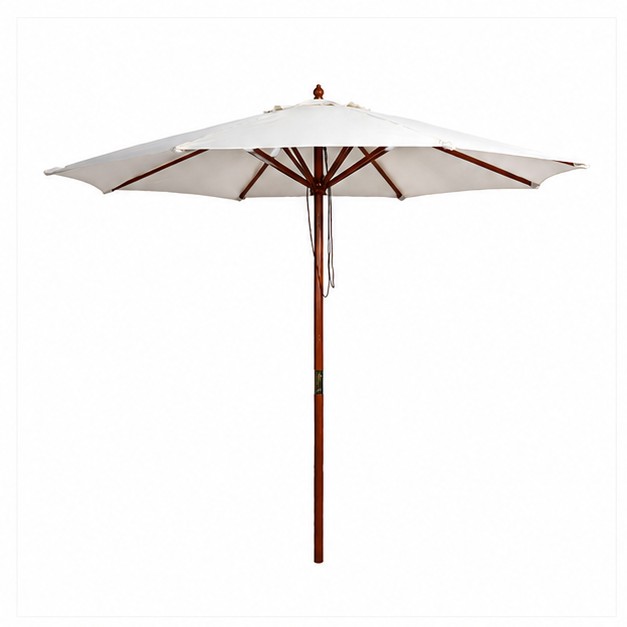 Parasol droit manuel blanc 8 baleines structure acier