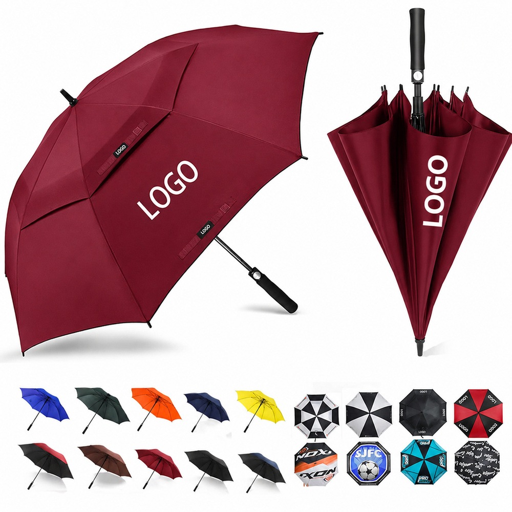 Parapluie de golf ventilé à une touche, vente en gros, avec logo personnalisé