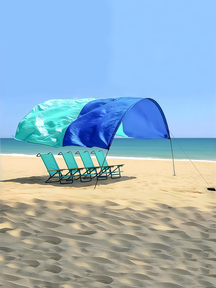 Auvent de tente de plage à déploiement automatique alimenté par le vent